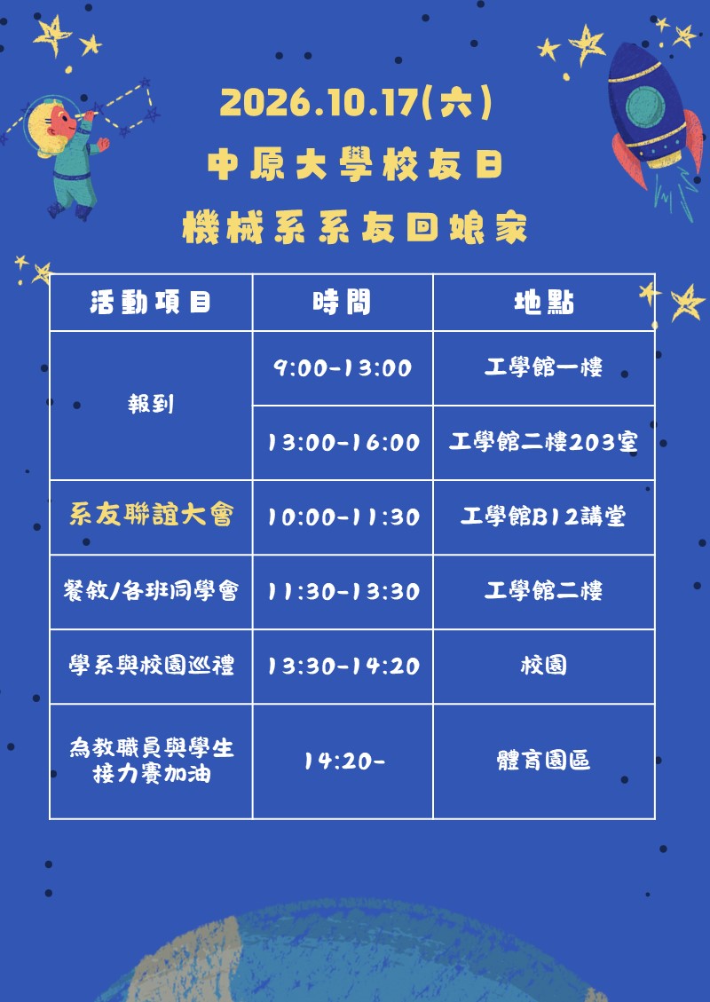 親愛的系友，您好： 時光匆匆，轉眼間中原大學已邁入創校第七十週年。這七十年來，母
